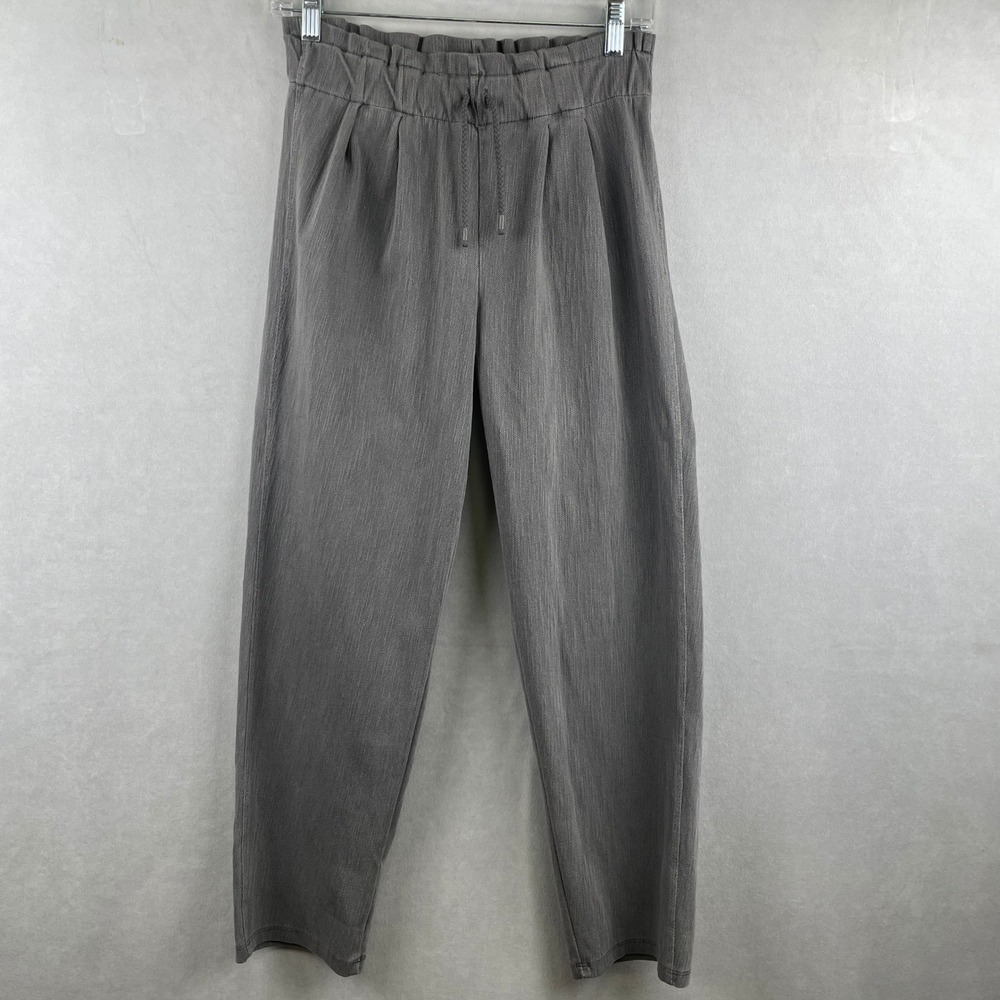 Zara Kids Grey Textured Elastic Paperbag Waist Drawstring Denim Trousers 13-14